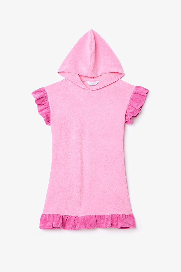 Pembe Kız Çocuk Sweet Fırfırlı Havlu Kaftan - 1