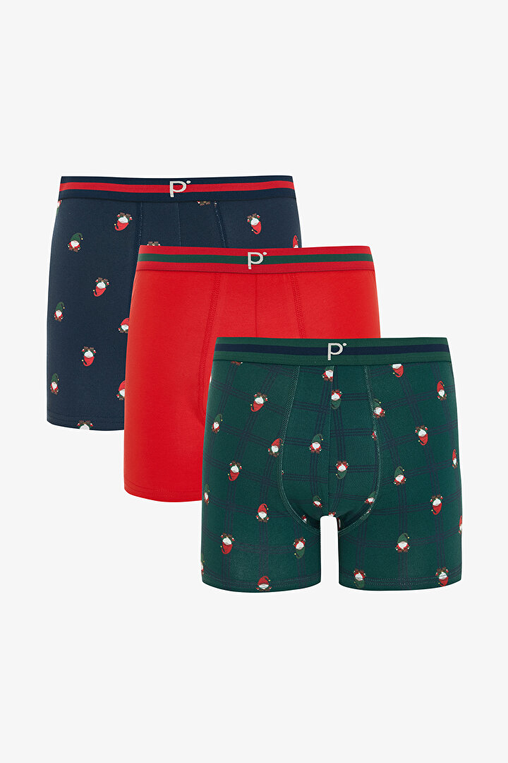 Erkek Dwarf Geometrik Desenli 3'lü Boxer - 1