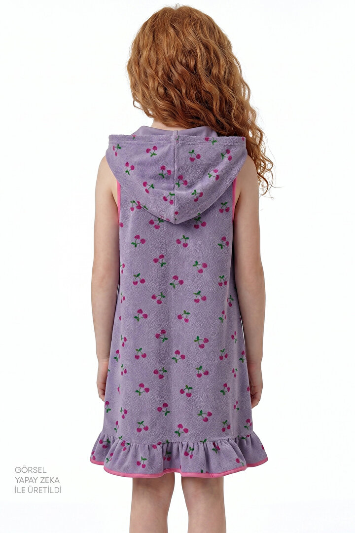 Lila Kız Çocuk Beach Cherry Kaftan - 2