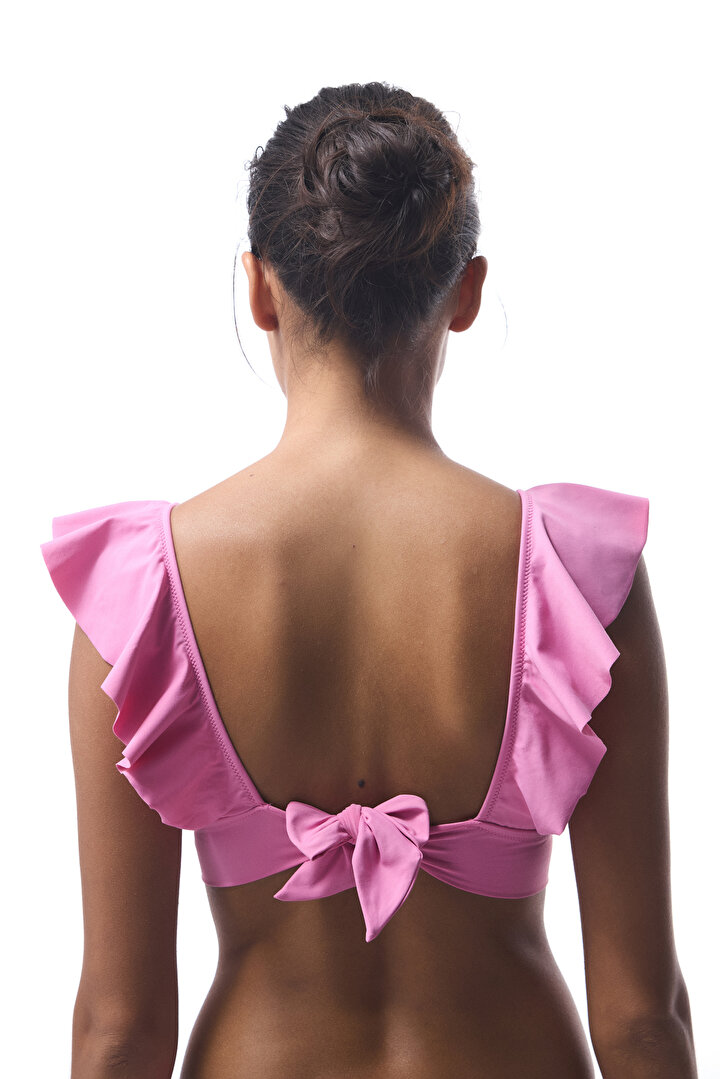 Pembe Begonia Fırfırlı Bikini Üstü - 2