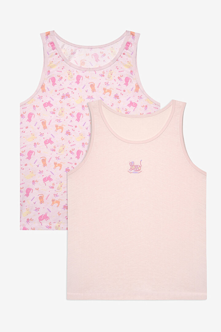 Girls Cute Meow 2in1 Multi Colour Vest - 1