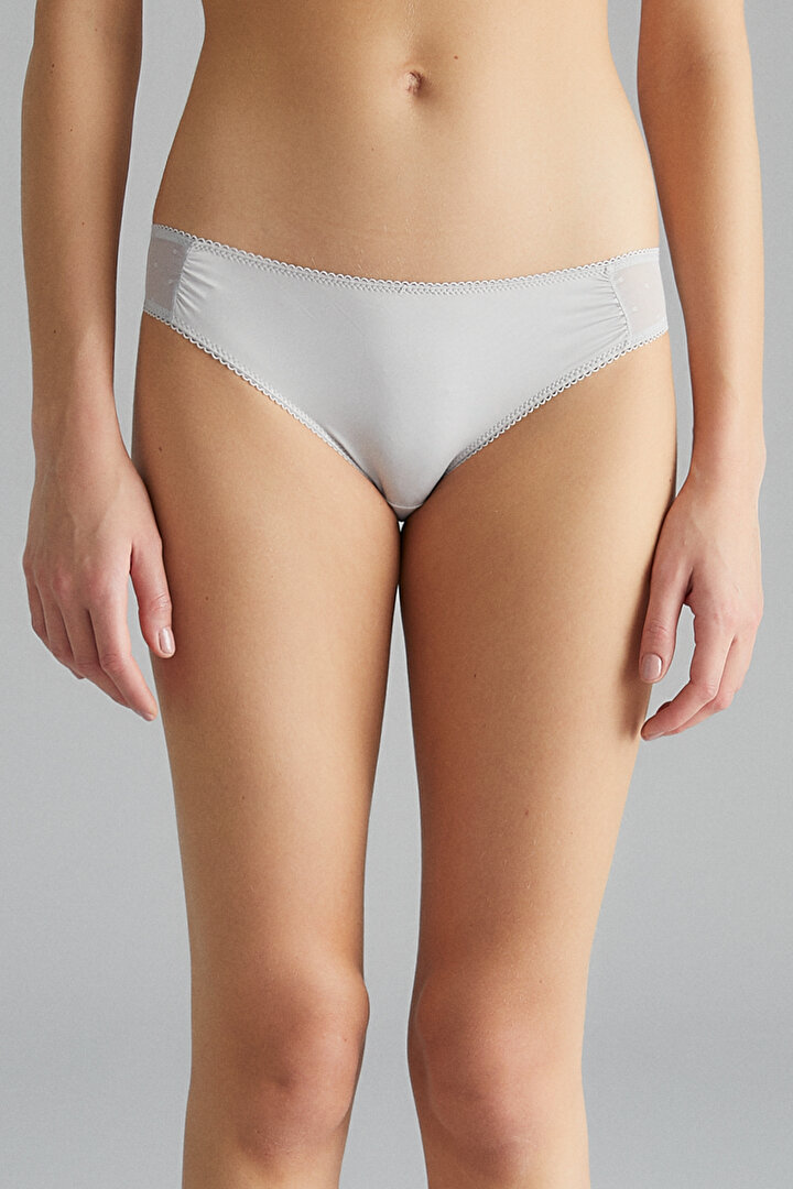 Silver Color Lotus Mesh Slip Panties - 1
