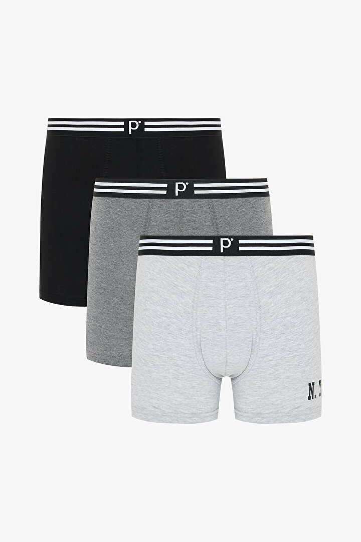 City 3lü Çok Renkli Boxer Külot - 1