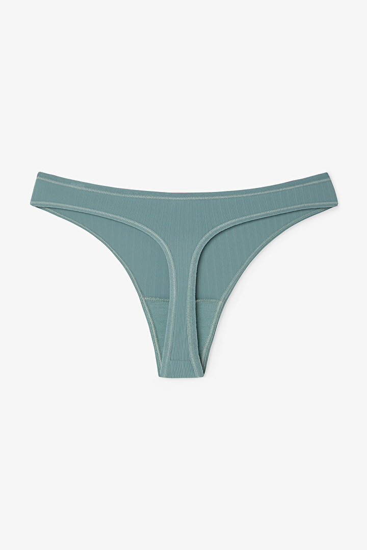Dark Gray Essentials Medium Waist Thong - 2