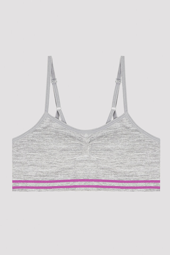 Gri Kız Çocuk Dikişsiz Büstiyer - 1