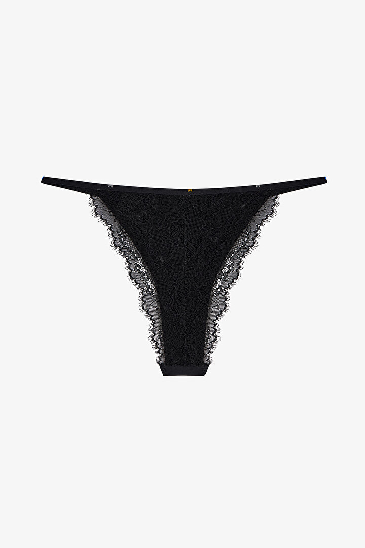 Black Micro Lace Brazilian Panties - 2