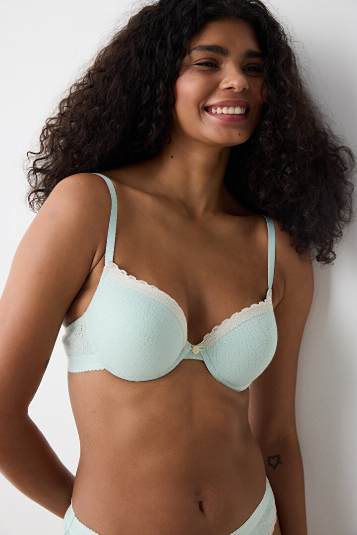 Viva Push Up Mint Cotton Bra - 2