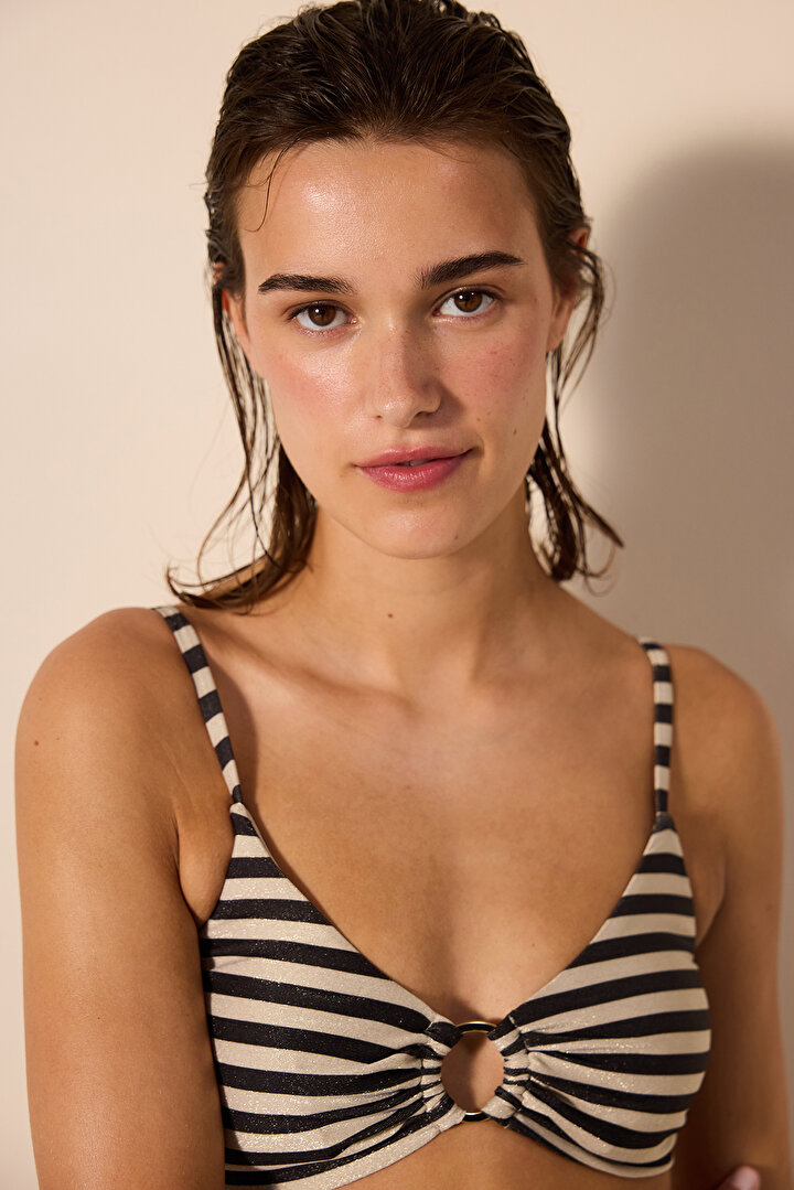 Alia Bra Glitter Striped Bikini Top - 1
