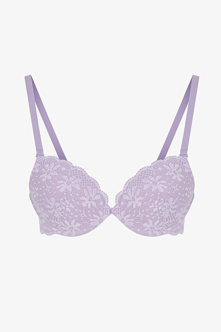 Lila Super Push Up Destekli Lace Dantel Sütyen - 1