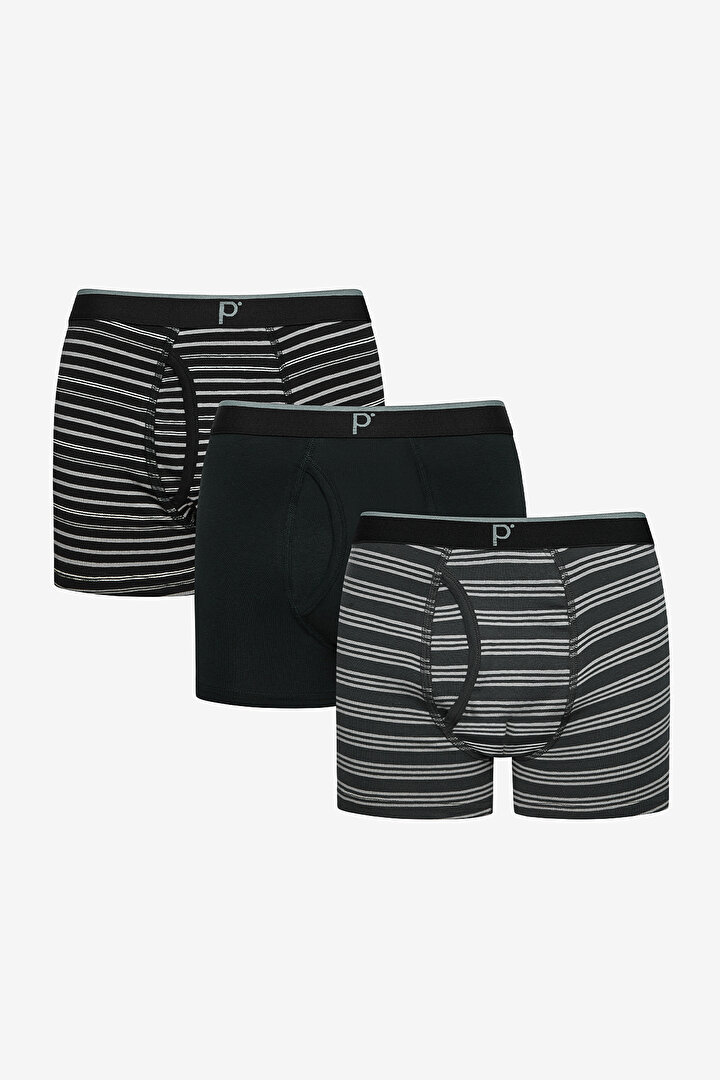 Thin Stripe 3lü Çok Renkli Boxer - 1