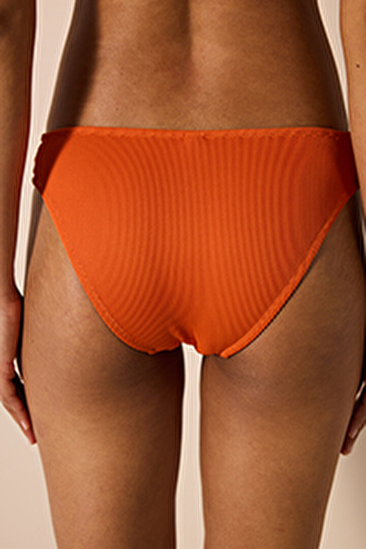 Brigett Chic Textured Orange Bikini Bottom - 2