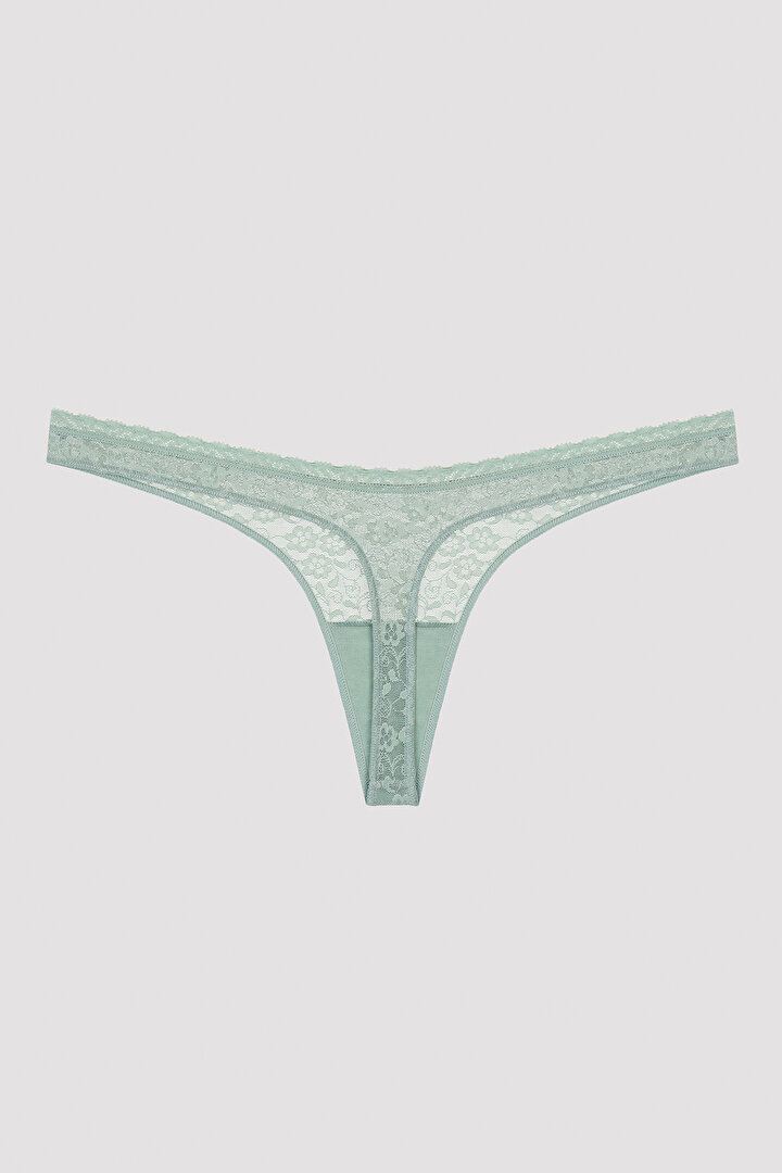 Easy Lace V Shape Green Thong - 2