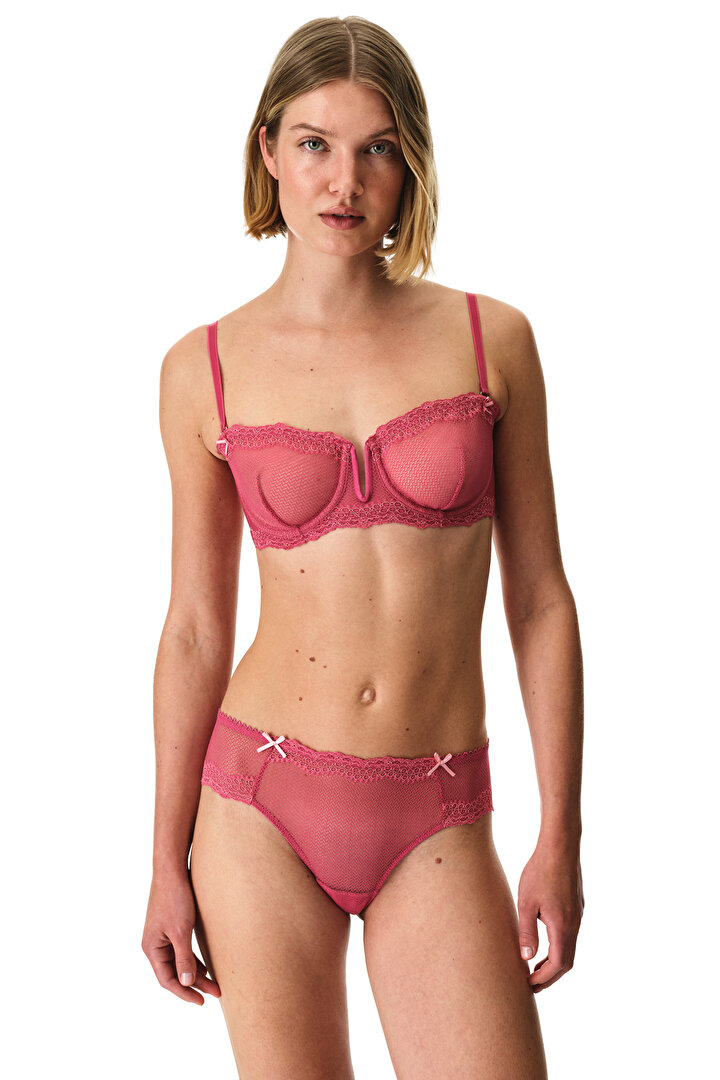 Fuşya V Balenli Strapless Sütyen - 1