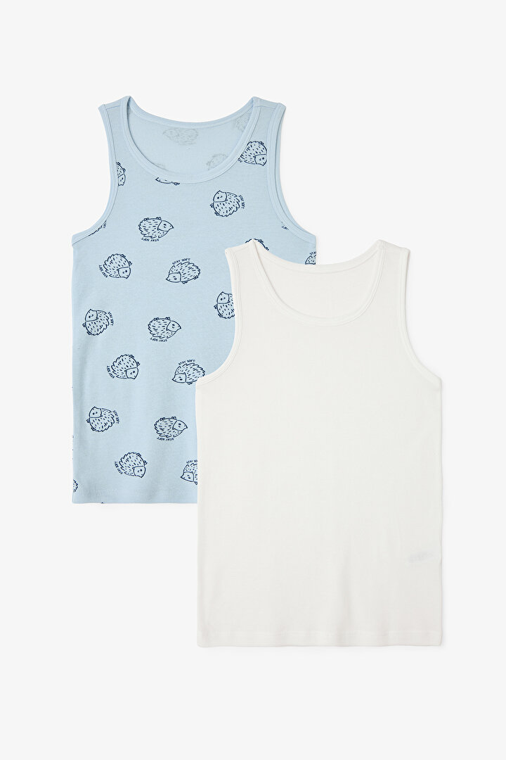 Boys Hedgehog Patterned 2-Pack Undershirt - 1