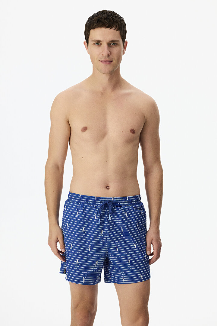 Man Dark Blue Ocean Shorts - 2