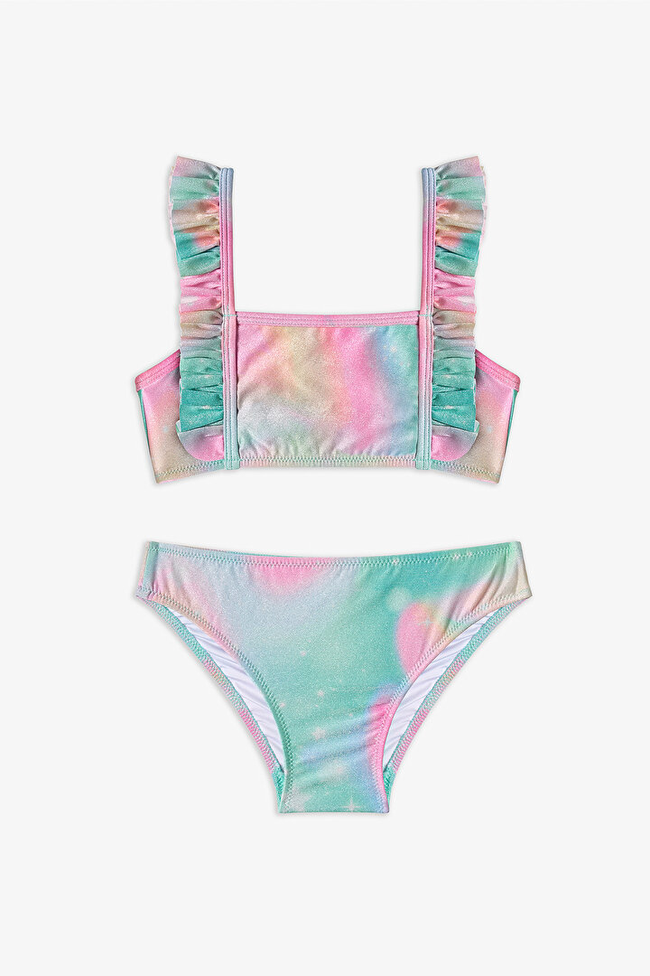Renkli Kız Çocuk Magic Mist Bandeau Bikini Takımı - 1