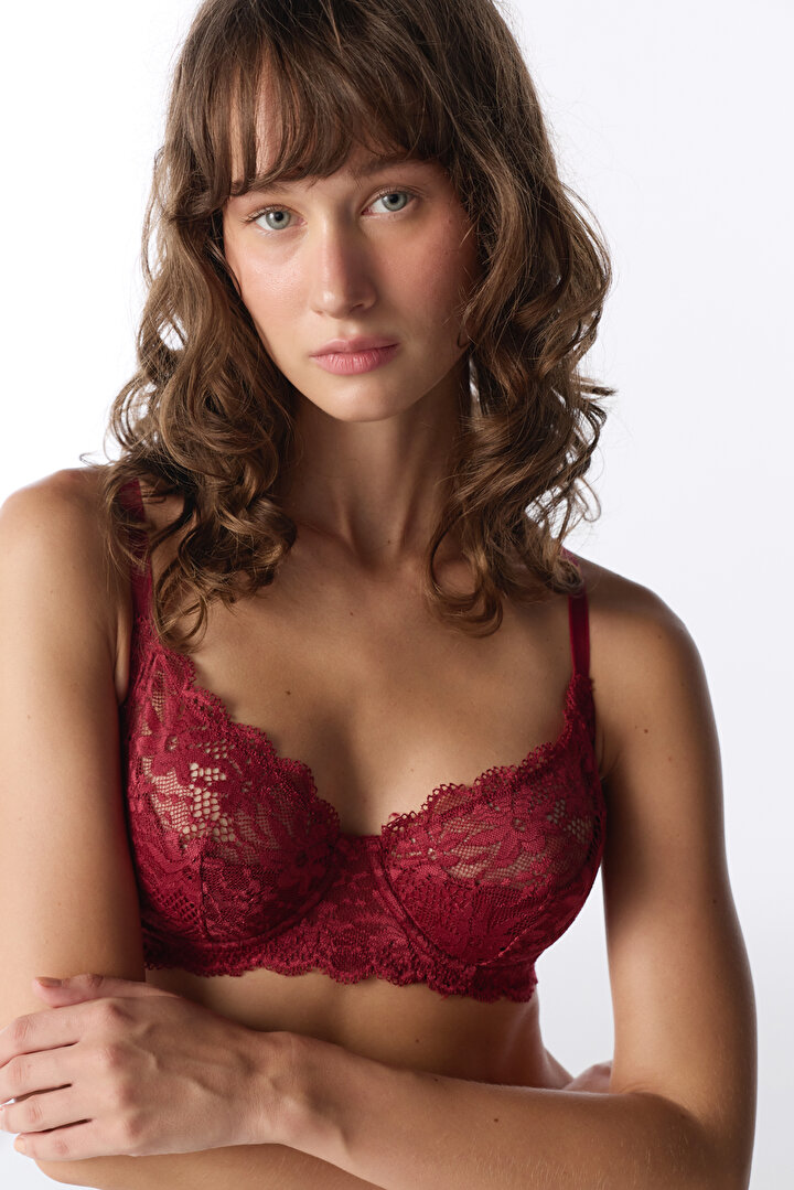 Burgundy Valeria Lace Bra - 2