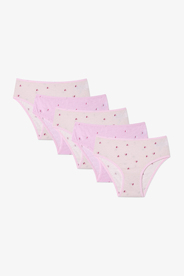 Girls Two Heart Heart Patterned 5-Pack Panties - 1