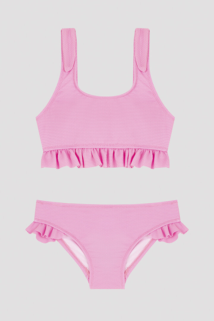 Pink Girls Cute Halter Bikini Set - 1
