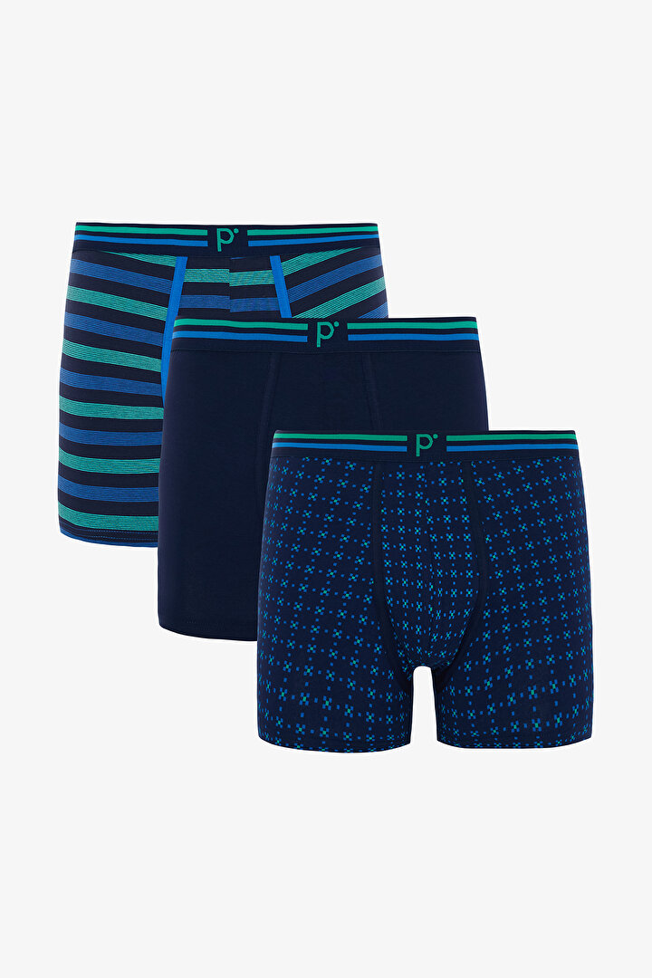 Erkek Çizgili Organik 3'lü Boxer - 1