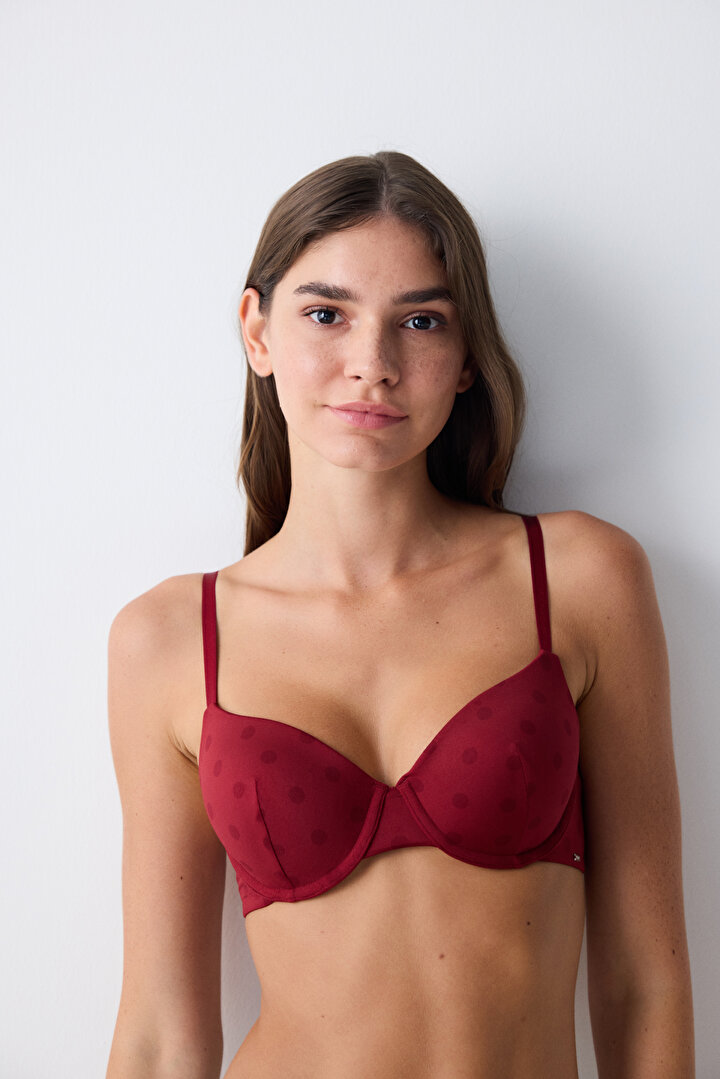 Essentials Full Cup Burgundy Bra - 2