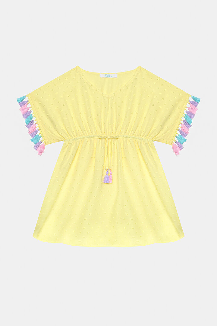 Girls Texture Yellow Caftan - 1