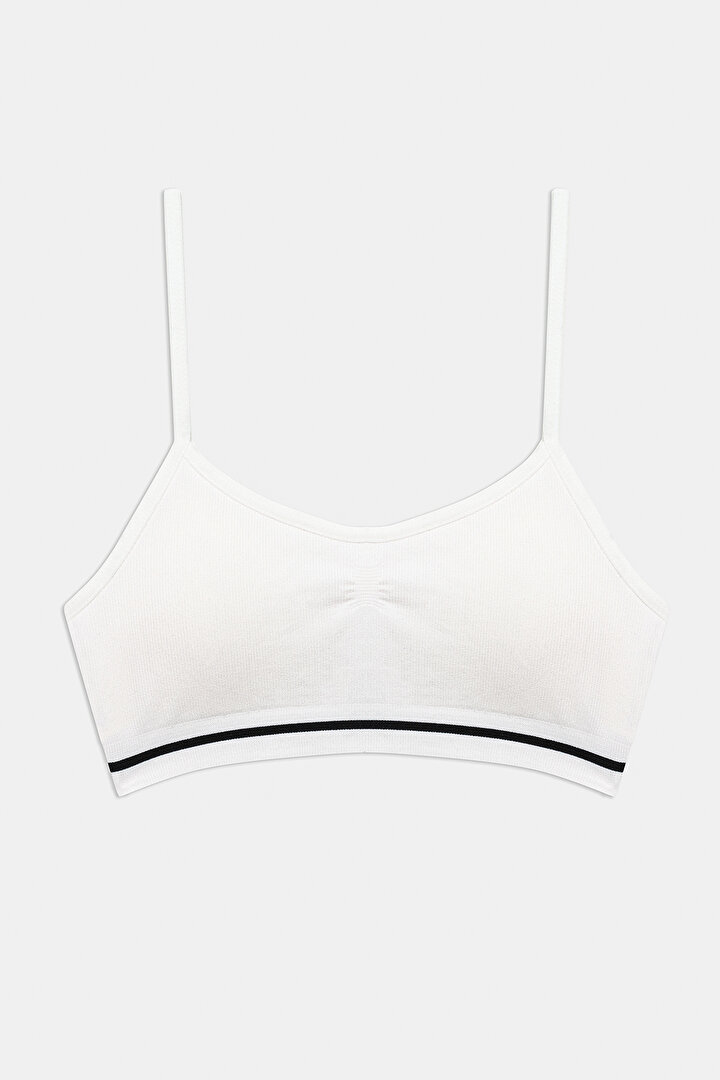 Girls White Seamless Padded Crop Top - 1