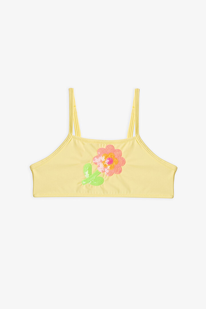 Sarı Kız Çocuk Sequin Halter Bikini Takımı - 2