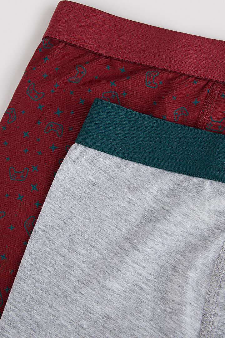 Erkek Joystick 2li Gri-Bordo Boxer - 4