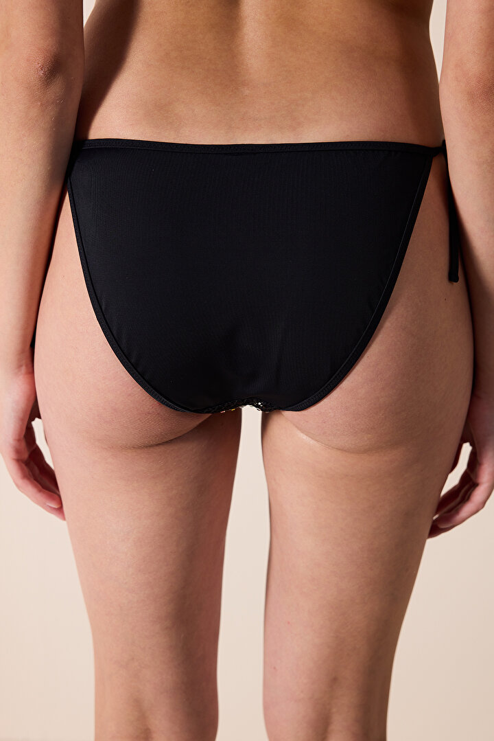 Aceline Textured and Stony Black Bikini Bottom  - 2
