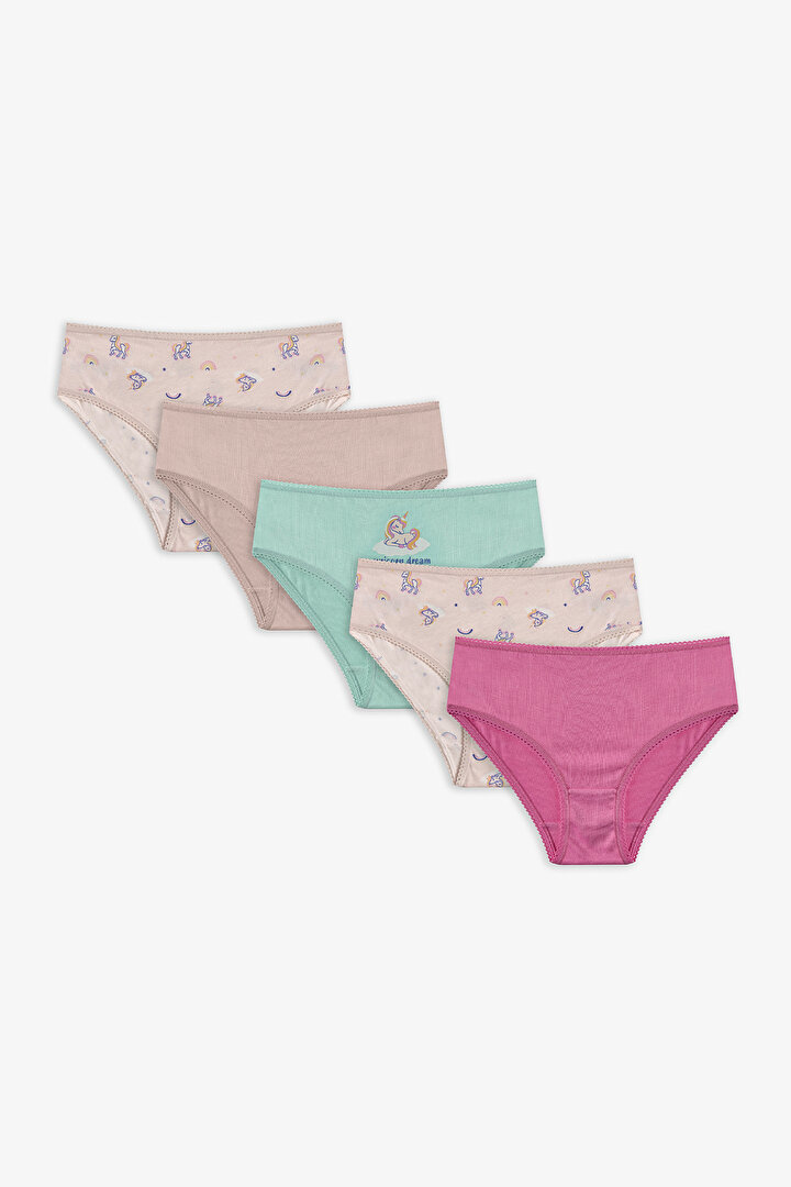 Renkli Kız Çocuk Unicorn Dream 5'li Slip Külot - 1