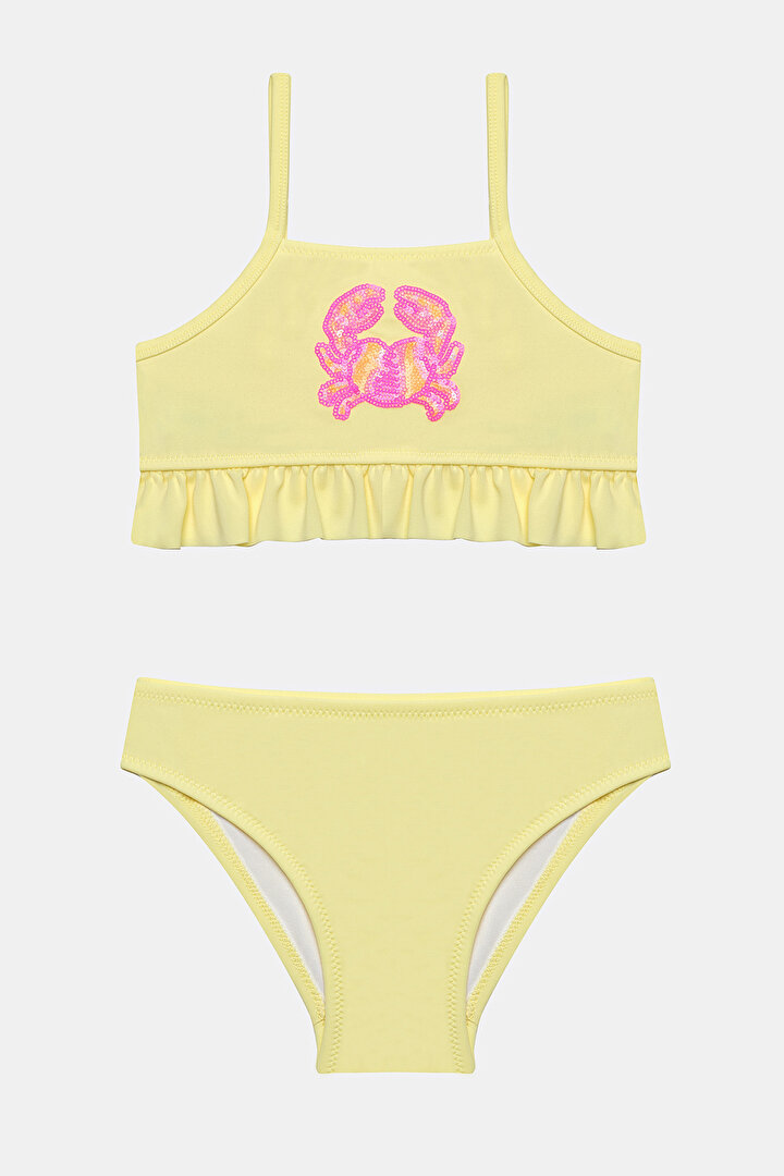 Kız Çocuk Crab Halter Sarı Bikini Takımı - 1