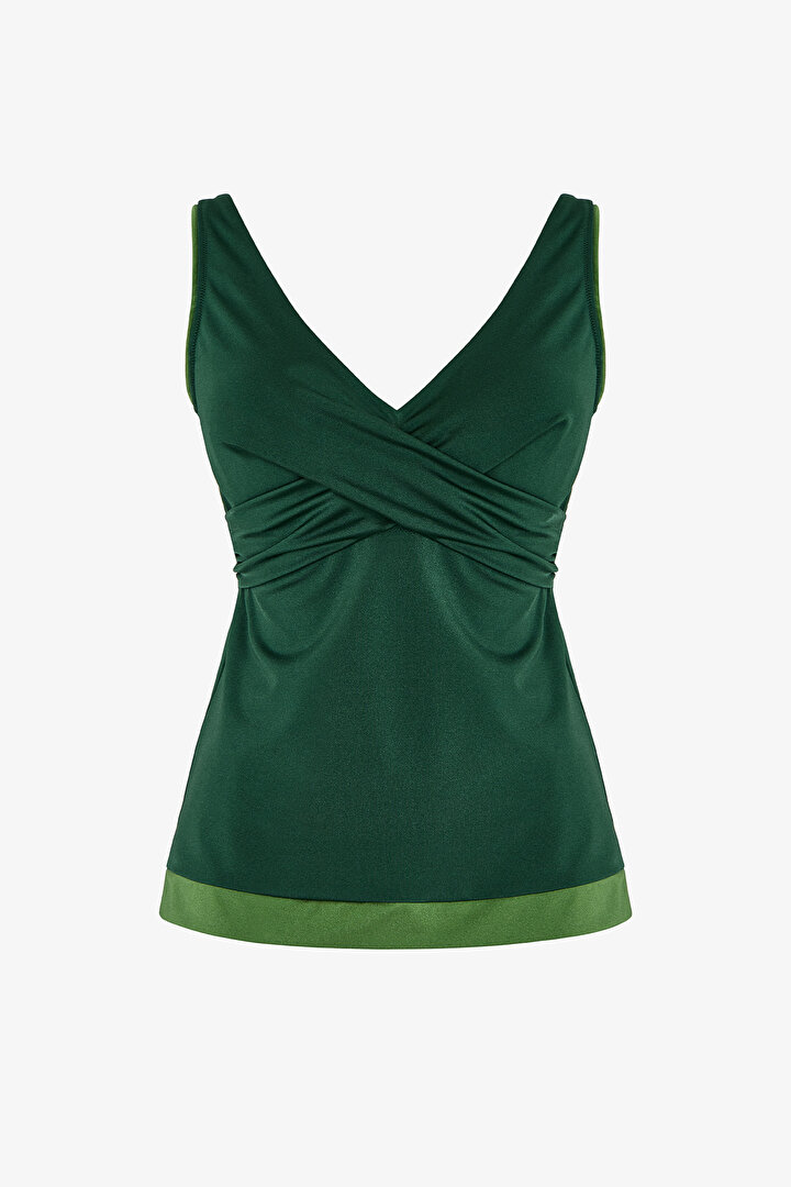 Koyu Yeşil Lola Tankini Bikini Üstü - 1