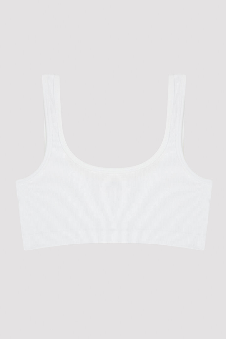 TWhite Basic Seamless Crop Top - 1