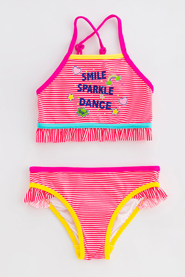 Beyaz Kız Çocuk Smile Halter Bikini Takımı - 1