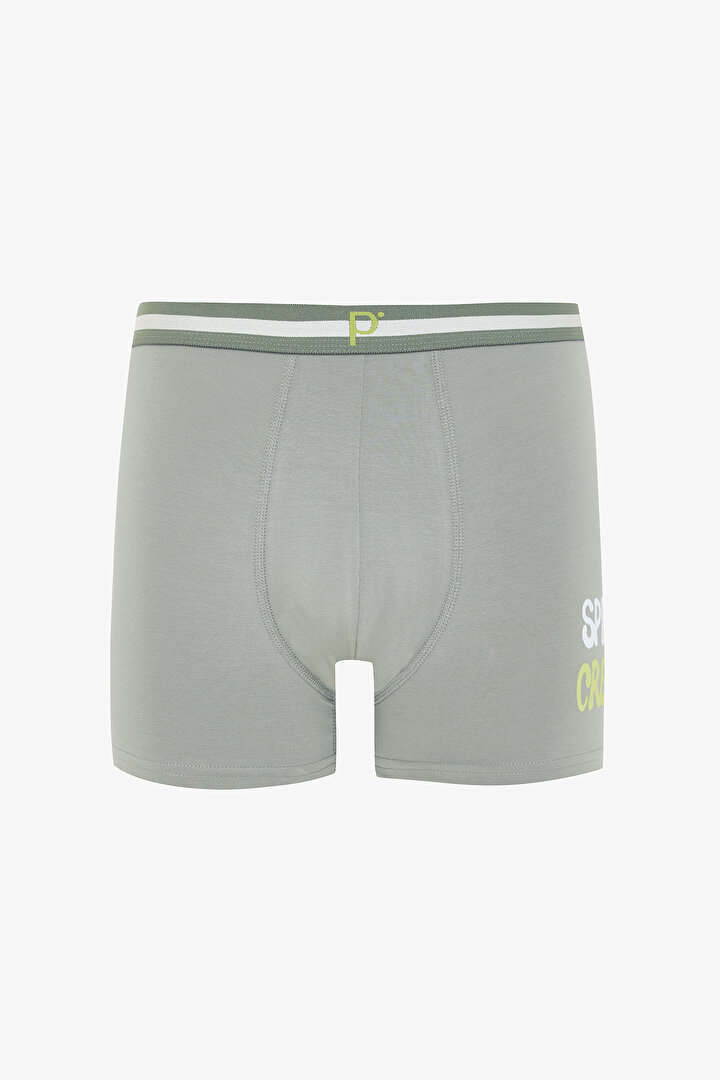 Erkek Crew Organik Geometrik Desenli 3'lü Boxer - 2