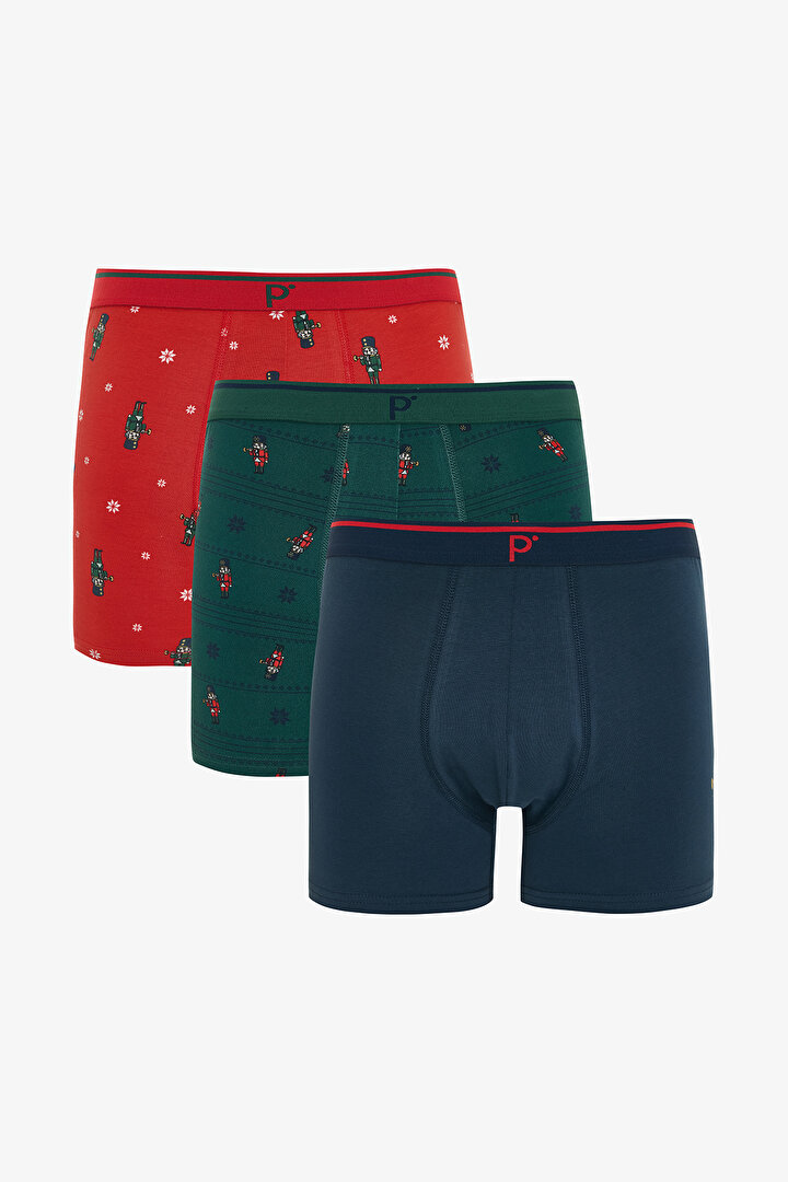 Man Tin Soldier New Year Patterned 3-Pack Boxer - 1