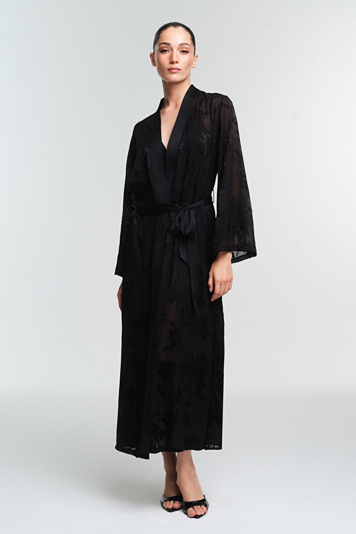 Black Amara Long Sleeve Robe - 2