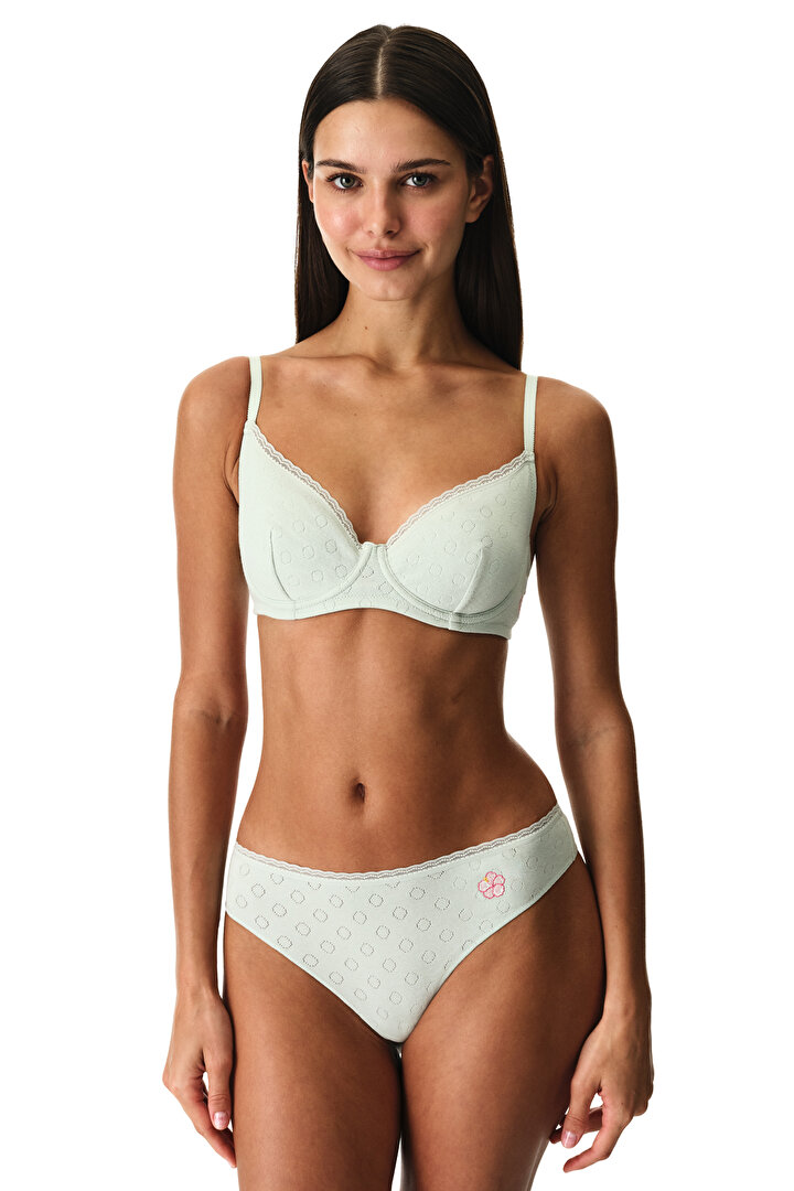 Light Green Underwired Pointelle Bra - 1