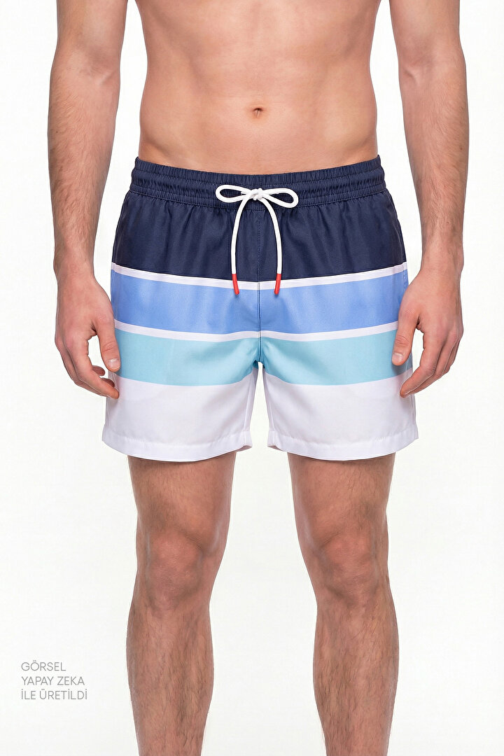 Erkek Renkli Colour Block Şort - 1