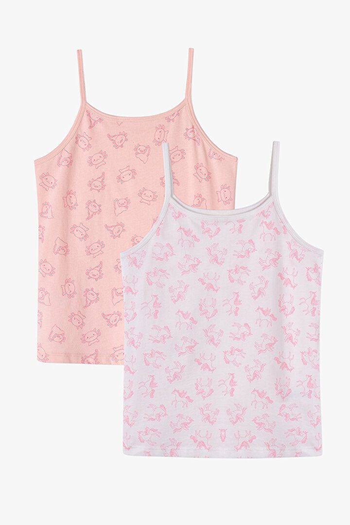 Pembe Kız Çocuk Flying Pamuklu 2'li Atlet - 1