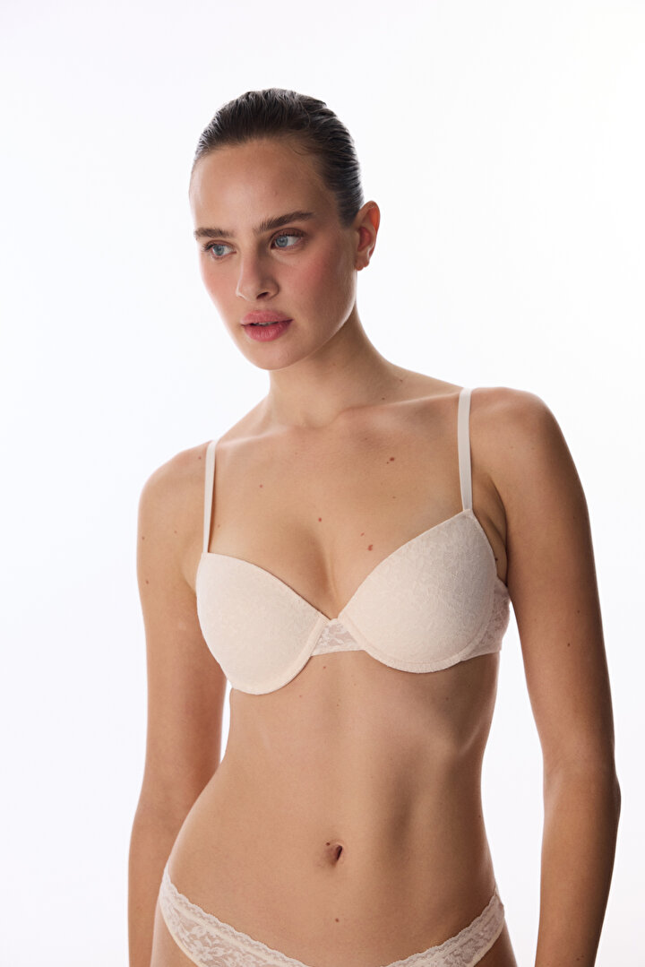 Beige Daylift Lace Bra - 1