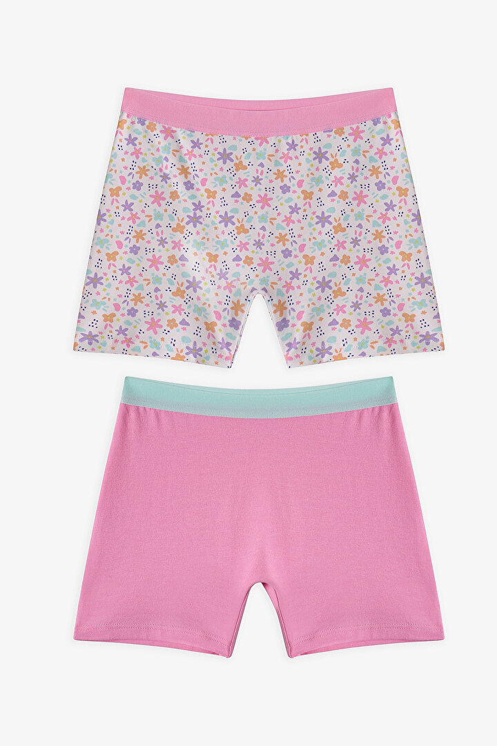 Pembe Kız Çocuk Popflower 2'li Boxer - 1