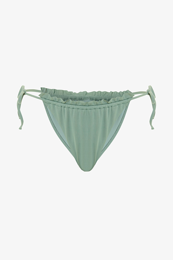 Haki Super Frill Bağlamalı Düşük Bel Bikini Altı - 4