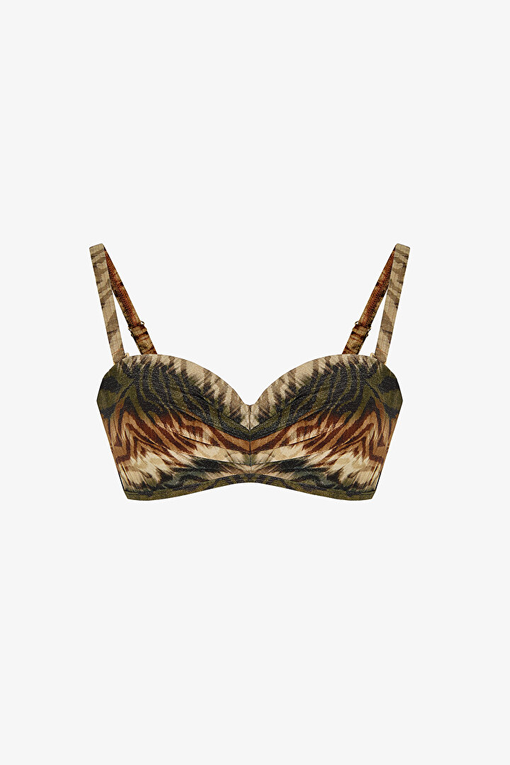 Cesira Lotus Zebra Desenli Simli Bikini Üstü - 1