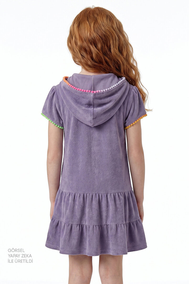 Lila Kız Çocuk Sweet Pastel Lilac Towel Kaftan - 2