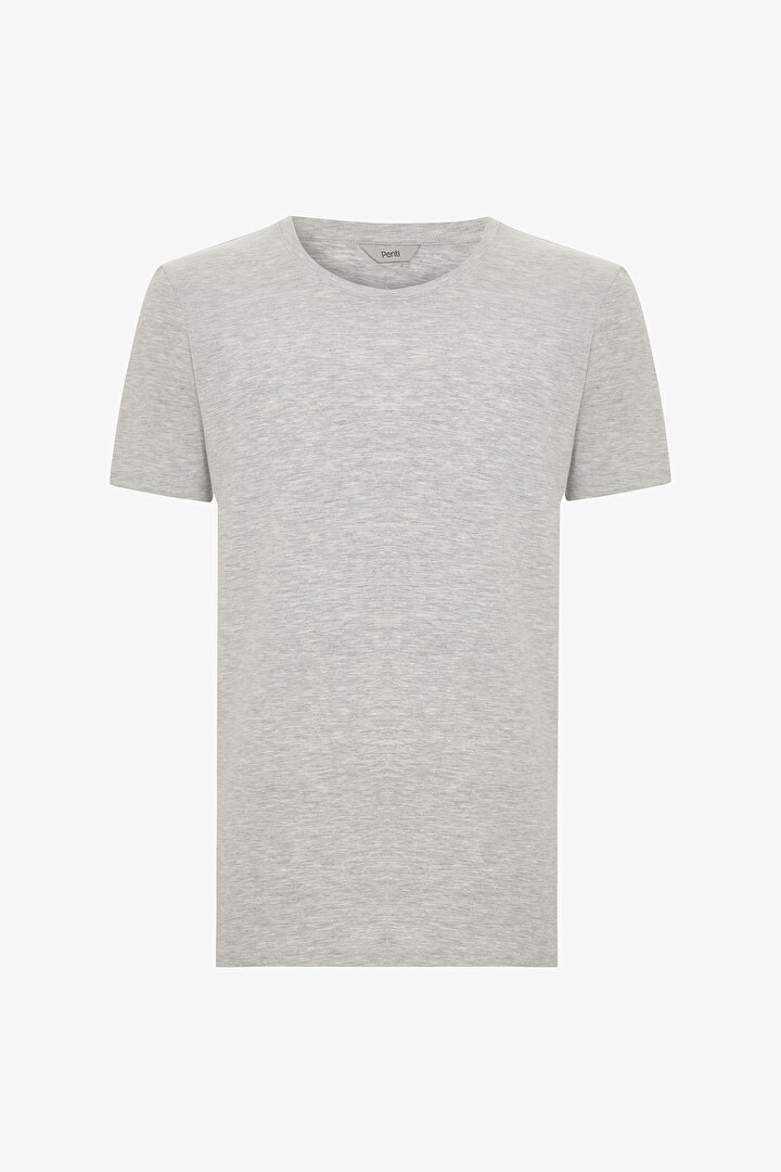 Erkek Regular Gri Melanj Tişört - 1