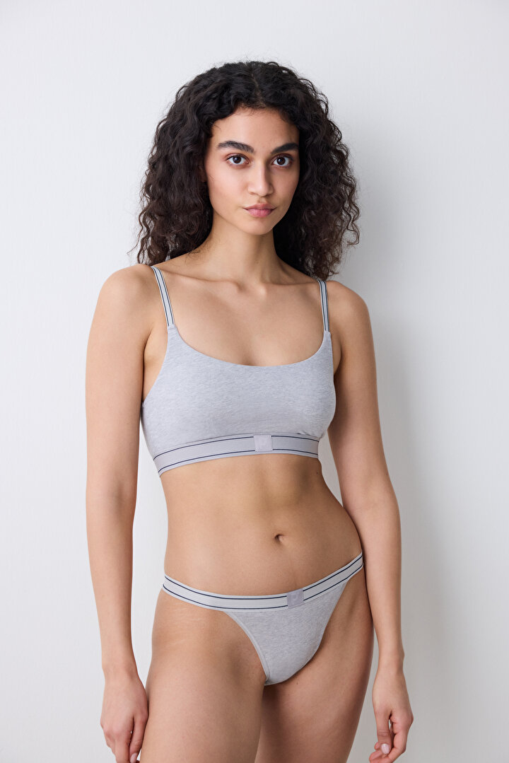 Removable Padded Bra Grey Top - 2