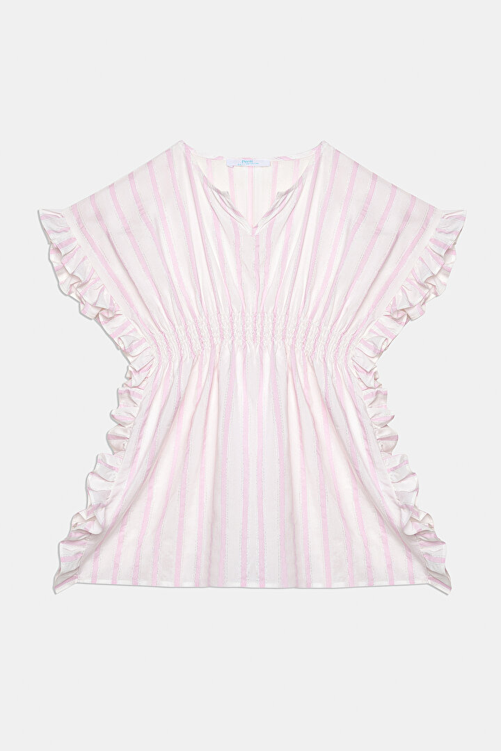 Girls Shinny Pink Stripe Caftan - 1