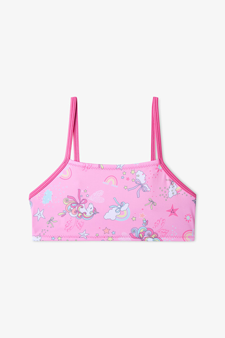 Renkli Kız Çocuk Uniribbon Halter Bikini Takımı - 2